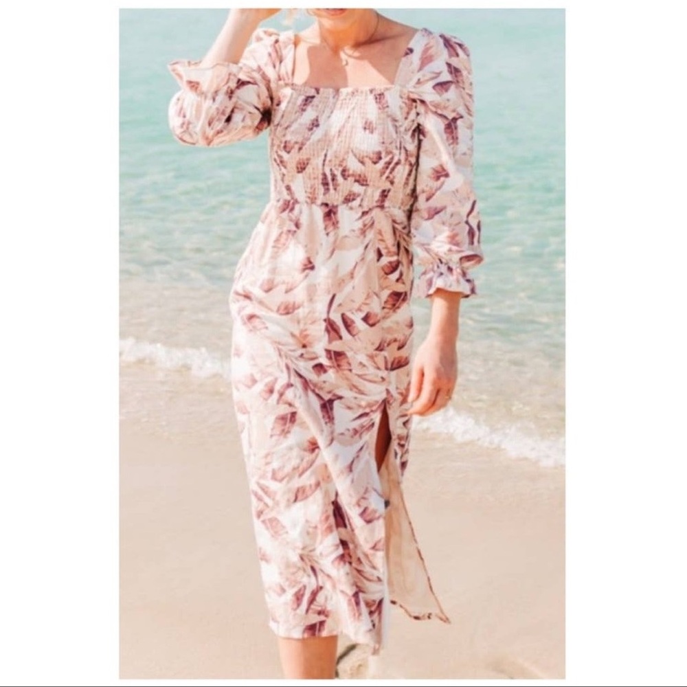 House of Harlow 1960 Muted Pink Floral Ruffled Maxi Sundress NWOT Size Small